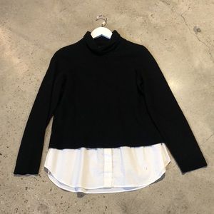 Saks Fifth Avenue Black Wool Blend Twofer Turtleneck Sweater